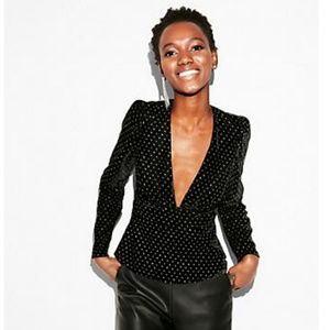 Express V neck velvet top